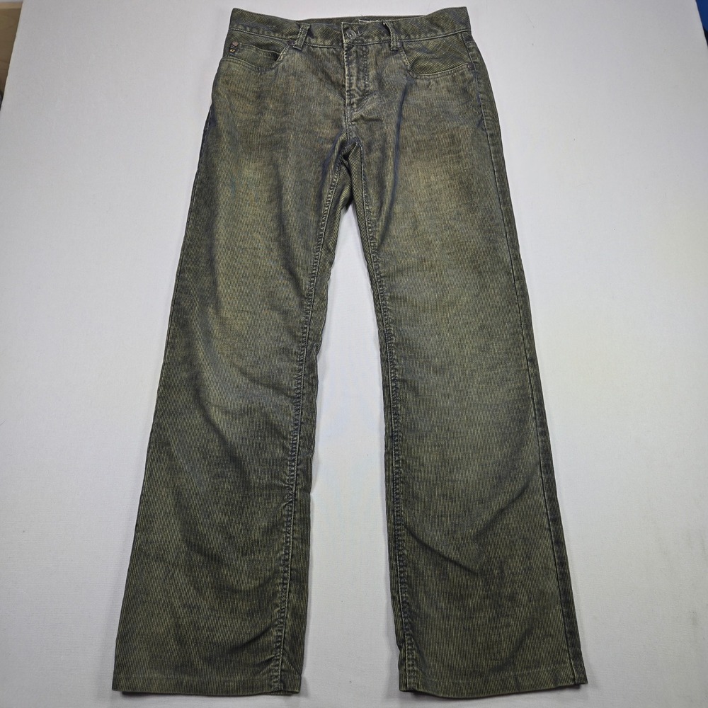 Projek Raw Mens Corduroy Pants Olive Gold Straight Leg 32x32 Streetwear Grunge